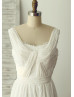 Deep V Back Ivory Lace Chiffon Wedding Dress